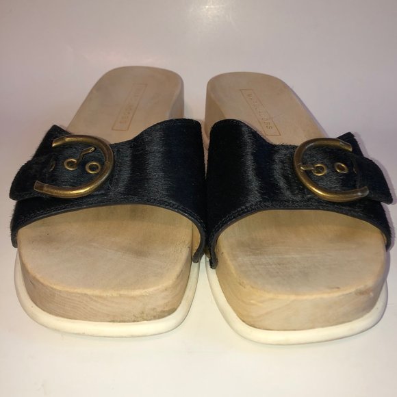 Sz 8 - 38 MARC JACOBS Black Anita Calf Hair Sandals Slides Clogs RARE - Picture 6 of 16
